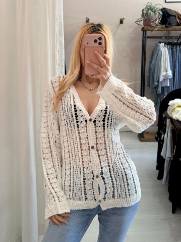 Cardigan crochet bianco