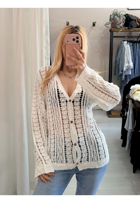 Cardigan crochet bianco