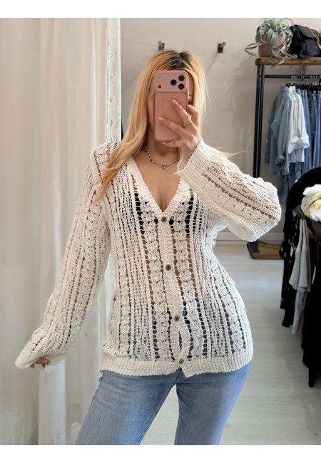 Cardigan crochet bianco