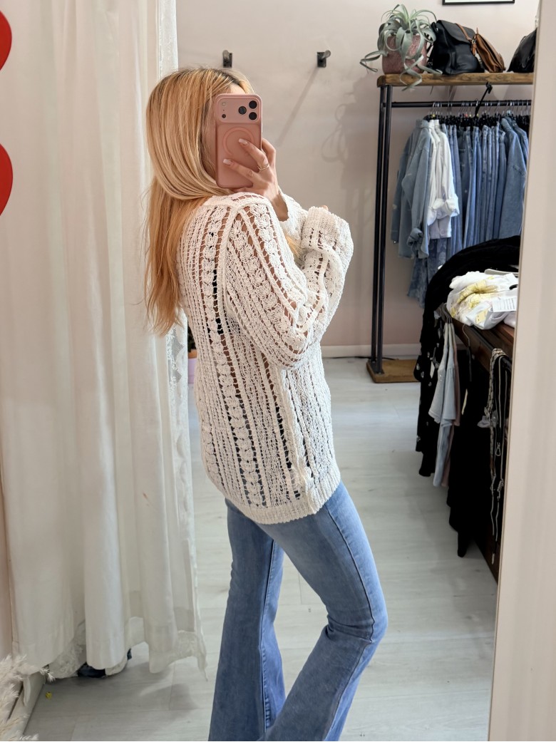 Cardigan crochet bianco