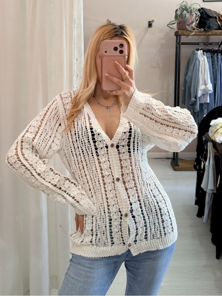 Cardigan crochet bianco