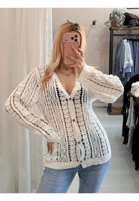 Cardigan crochet bianco