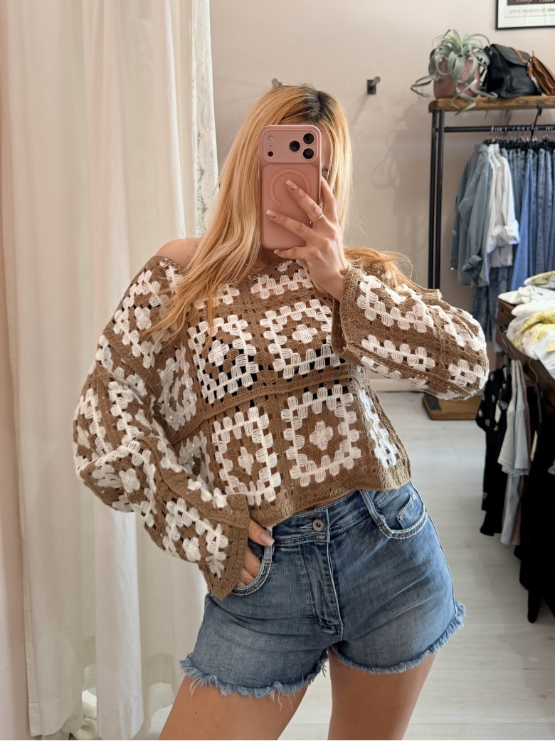 Maglia crochet biscotto