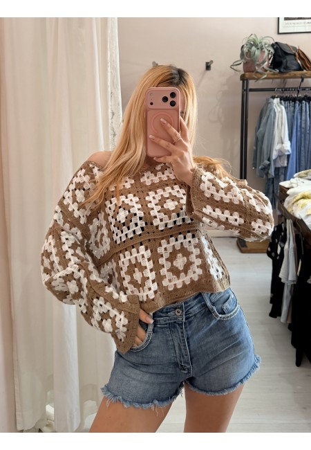 Maglia crochet biscotto