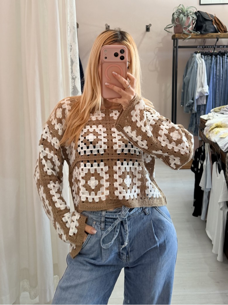 Maglia crochet biscotto