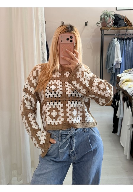 Maglia crochet biscotto