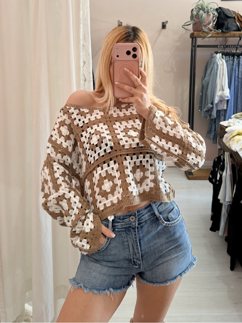 Maglia crochet biscotto