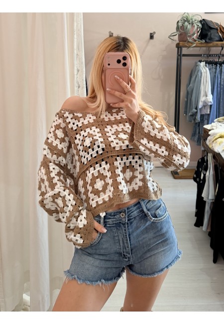 Maglia crochet biscotto