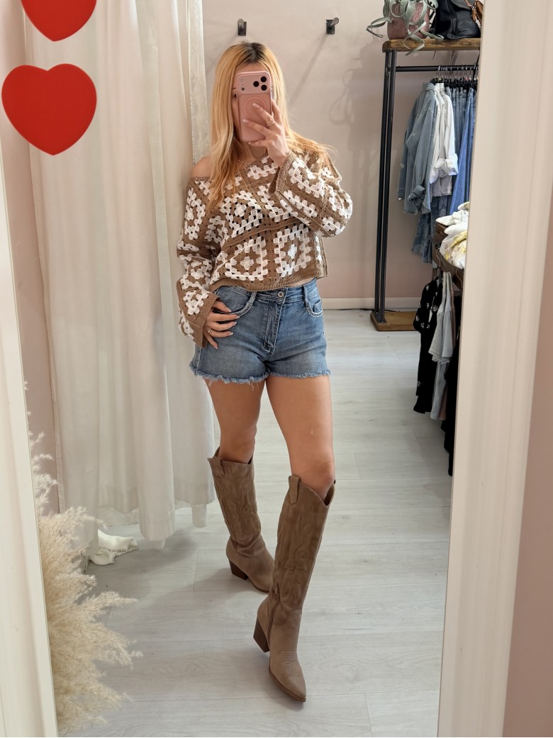 Maglia crochet biscotto