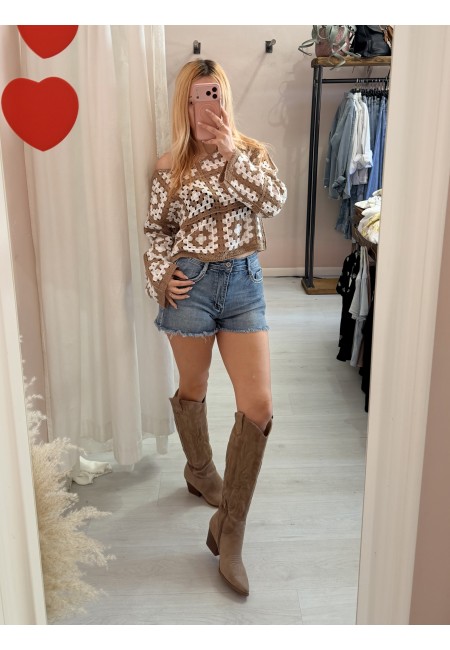 Maglia crochet biscotto