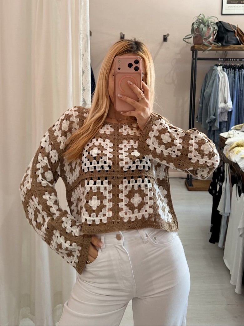 Maglia crochet biscotto