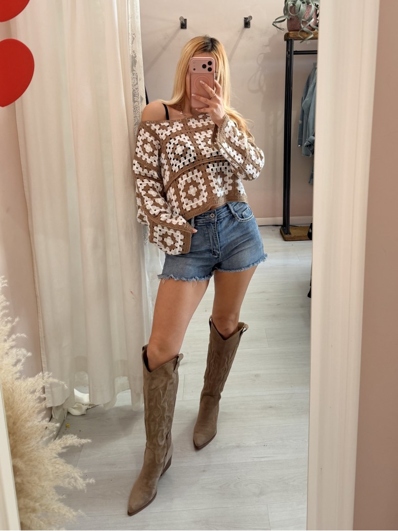 Maglia crochet biscotto