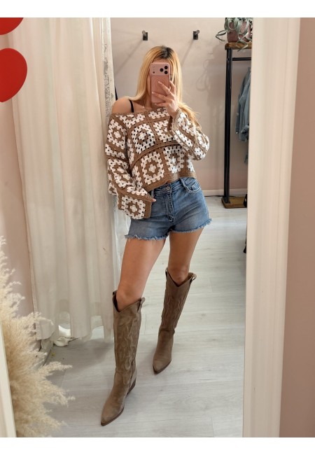 Maglia crochet biscotto