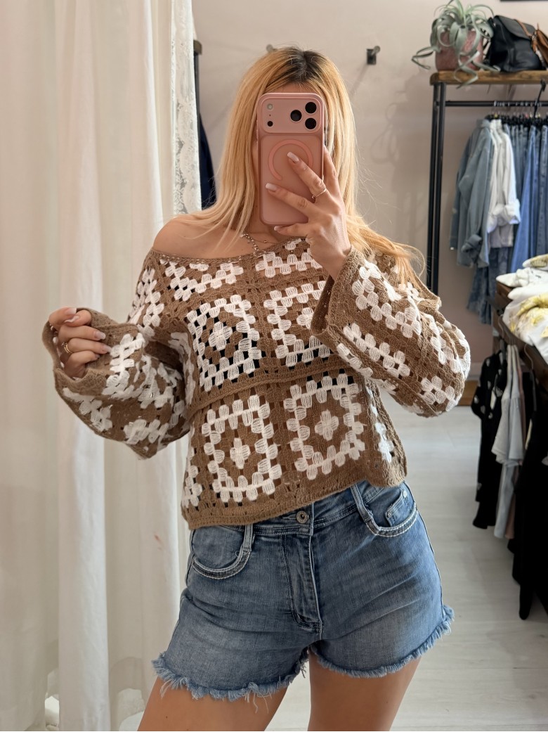 Maglia crochet biscotto