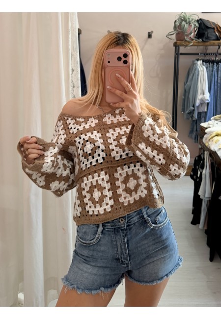 Maglia crochet biscotto