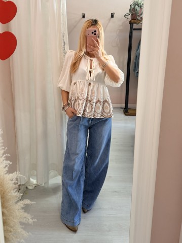 Camicetta blusa laccini boho bianca 2