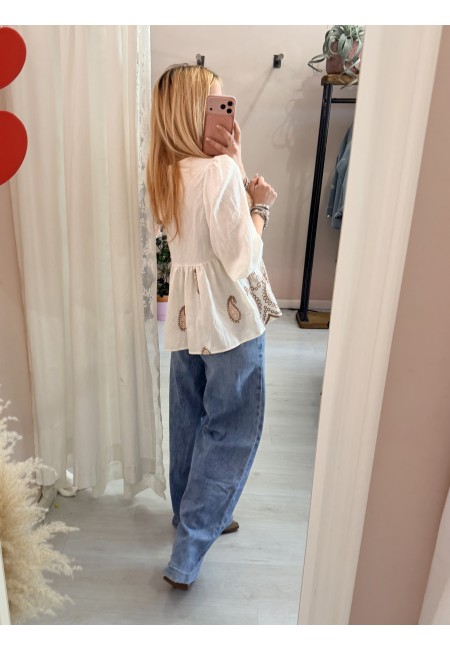 Camicetta blusa laccini boho bianca