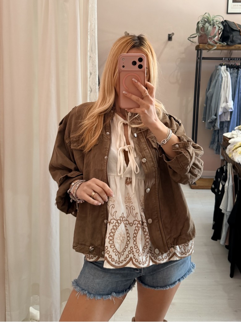 Camicetta blusa laccini boho bianca