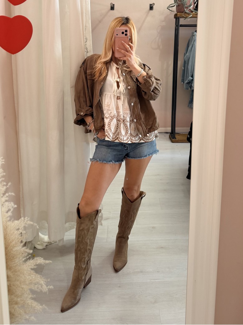 Camicetta blusa laccini boho bianca