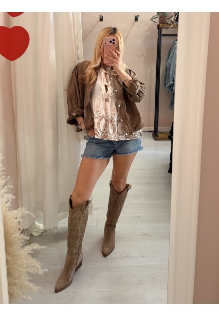 Camicetta blusa laccini boho bianca