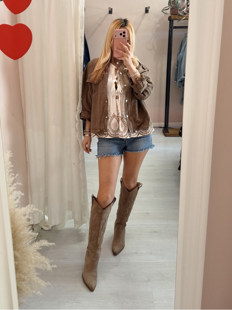 Camicetta blusa laccini boho bianca