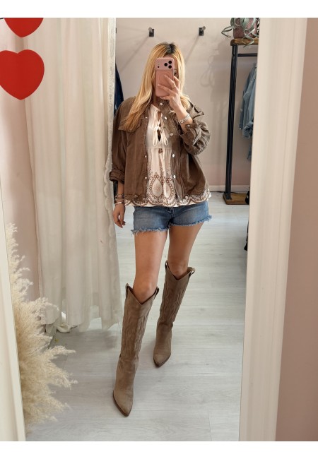 Camicetta blusa laccini boho bianca