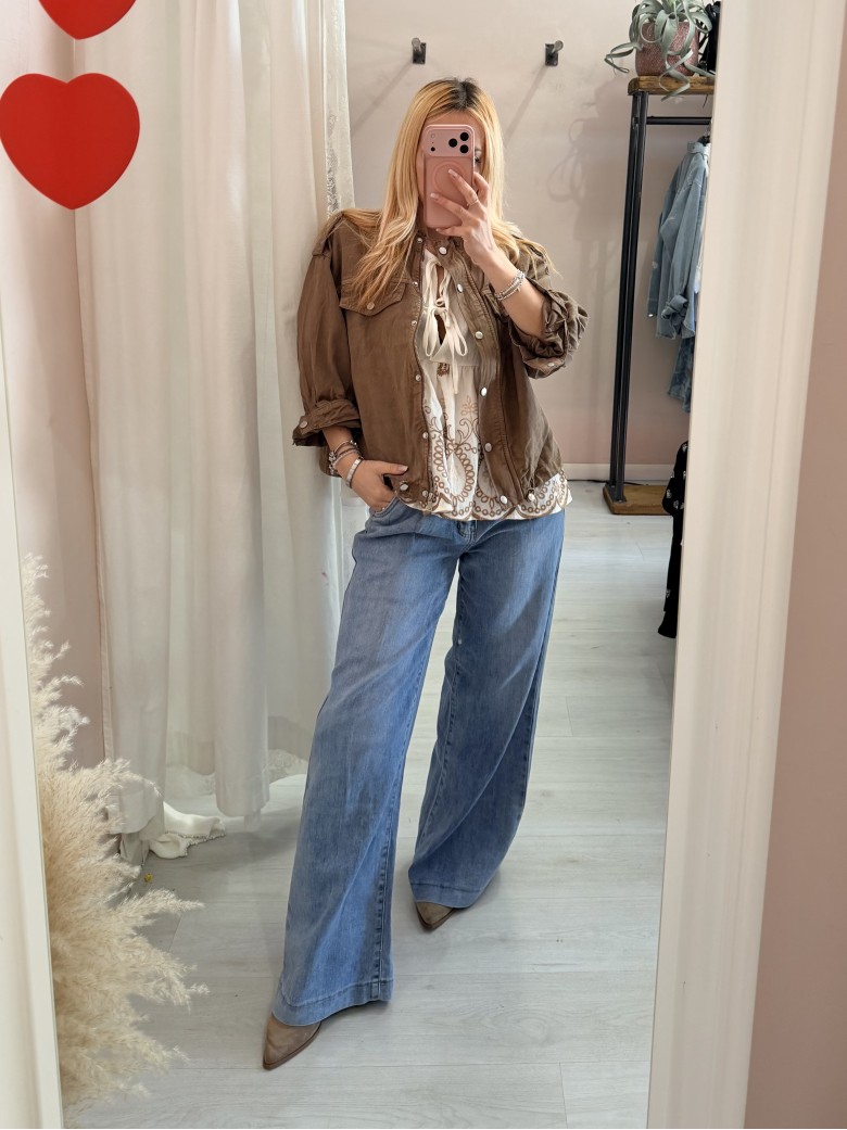 Camicetta blusa laccini boho bianca