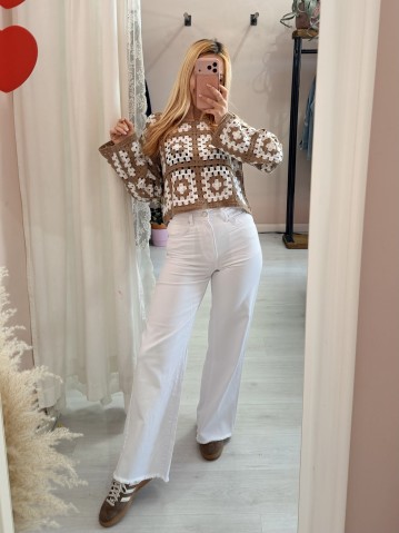 Pantaloni jeans BIANCHI larghi sfrangiati