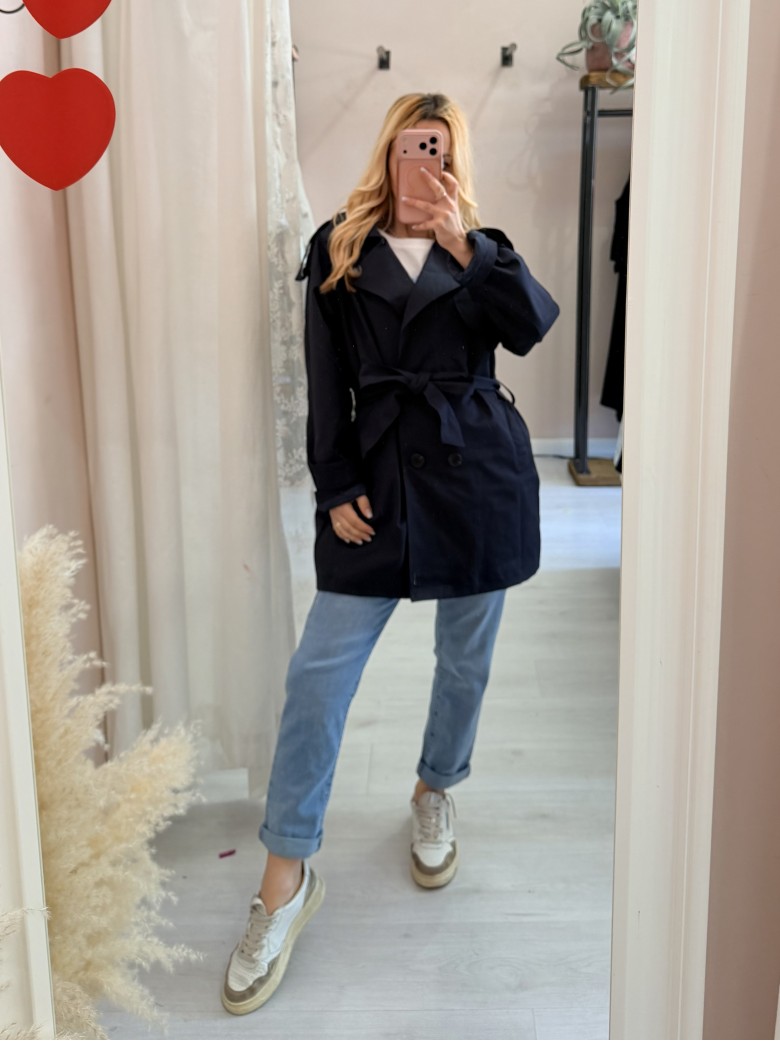 Giubbino trench impermeabile blu