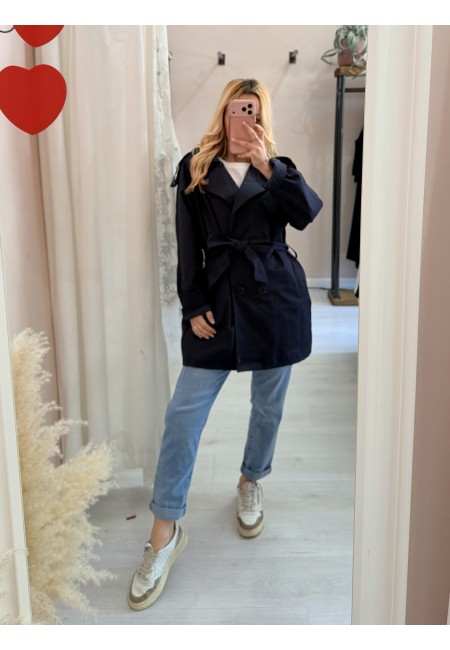 Giubbino trench impermeabile blu