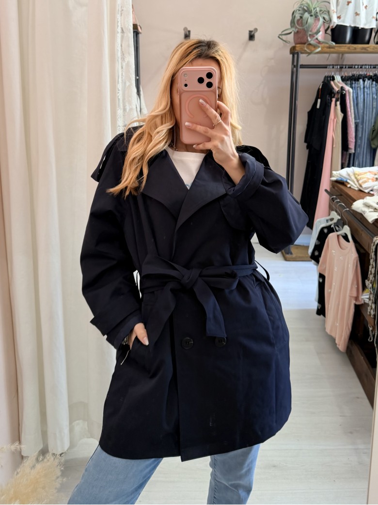 Giubbino trench impermeabile blu