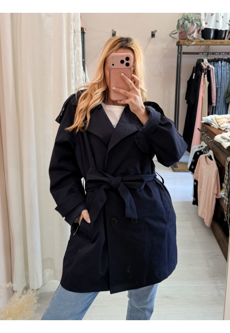 Giubbino trench impermeabile blu