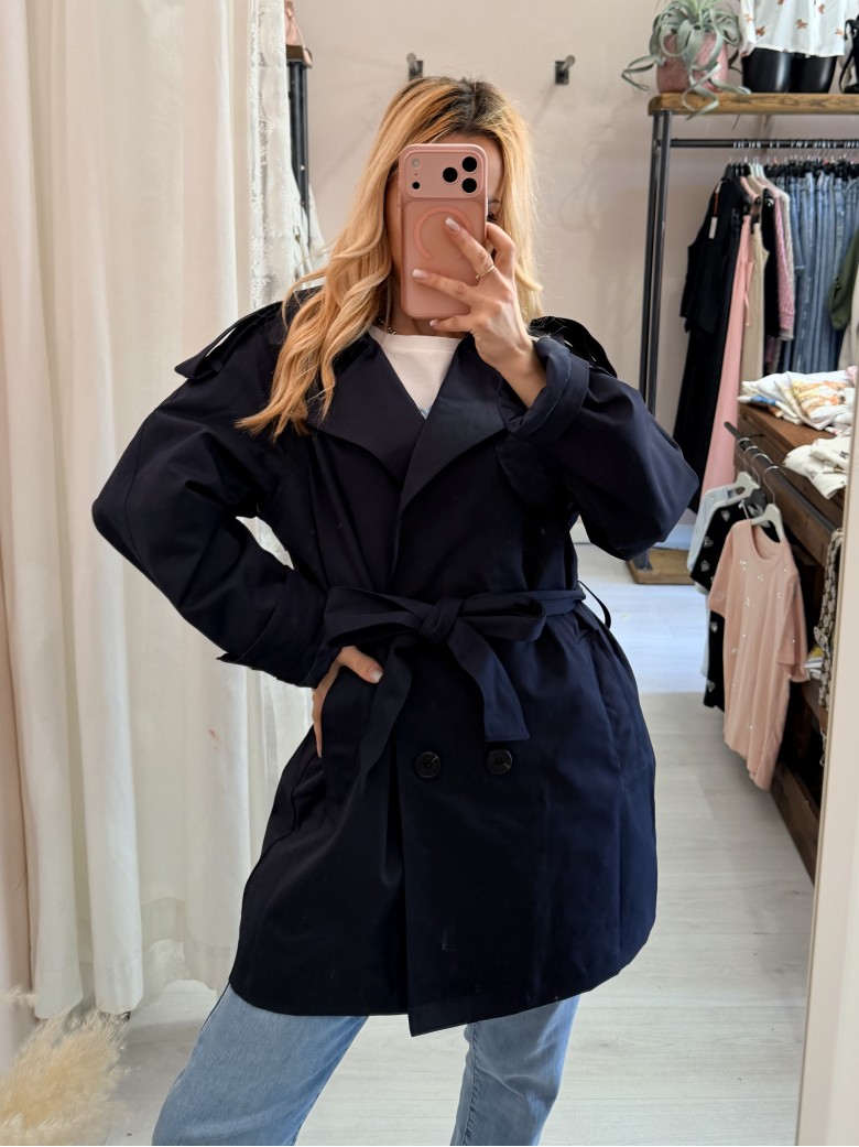 Giubbino trench impermeabile blu