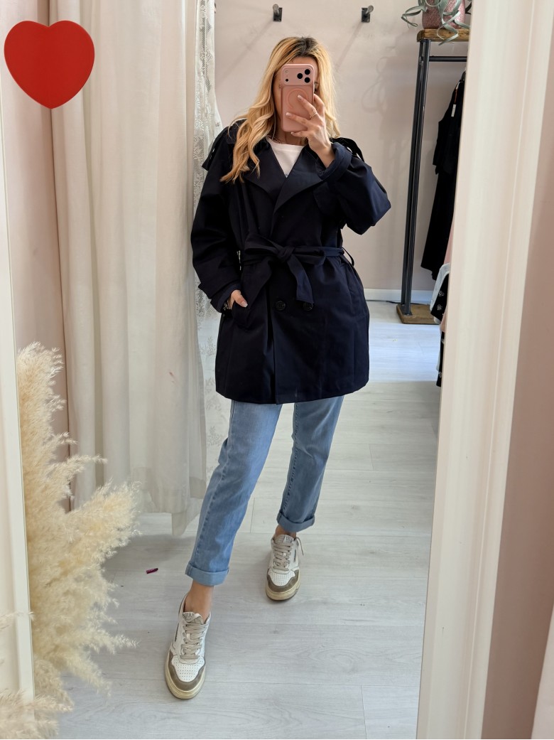Giubbino trench impermeabile blu