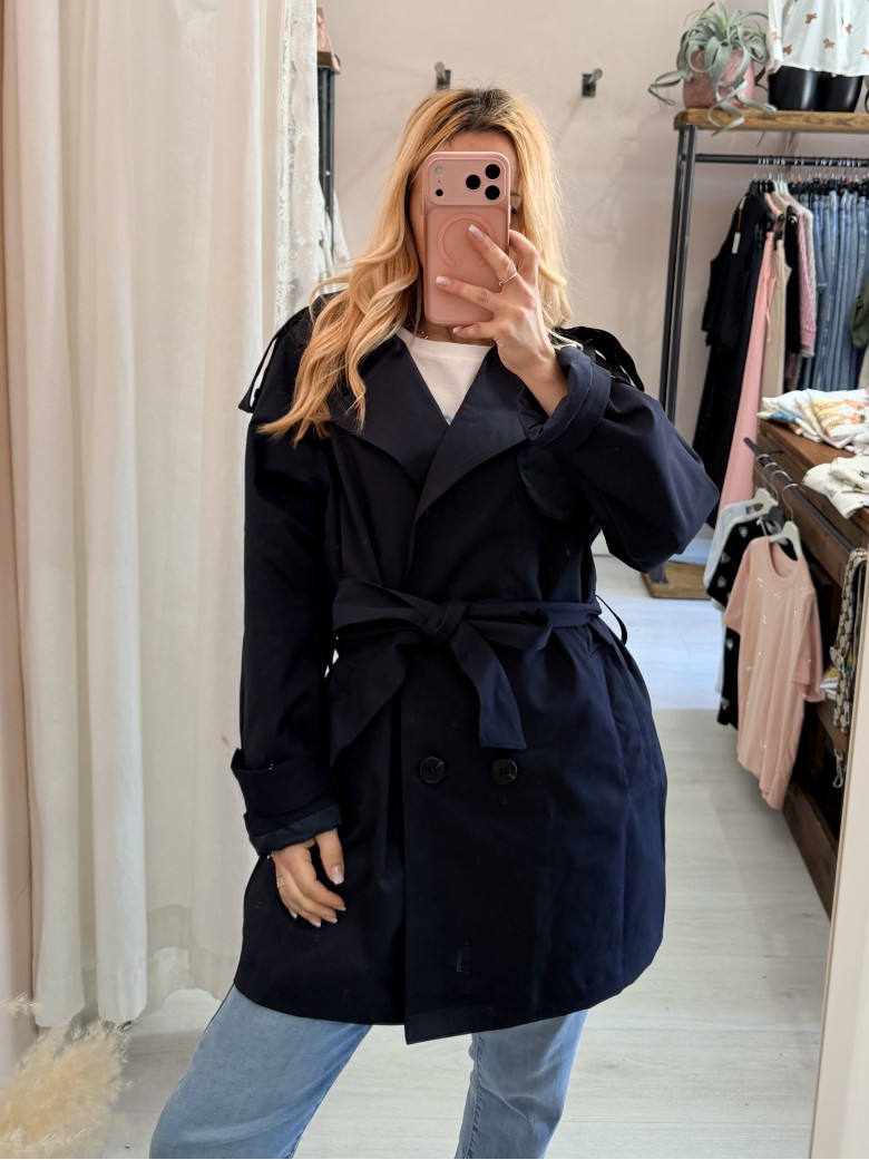 Giubbino trench impermeabile blu