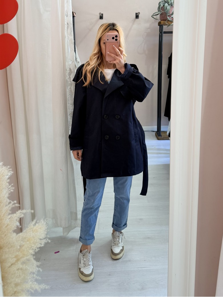 Giubbino trench impermeabile blu