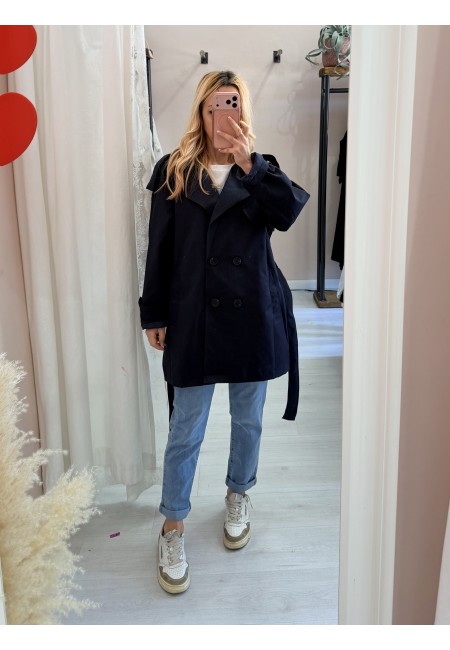 Giubbino trench impermeabile blu