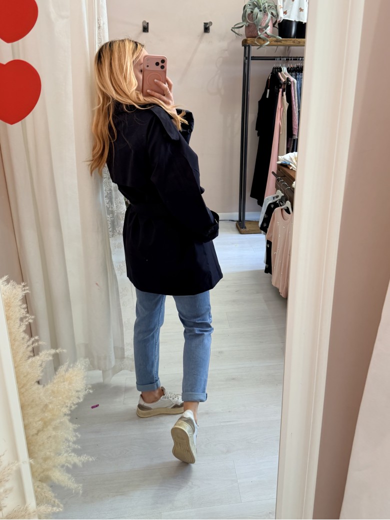 Giubbino trench impermeabile blu