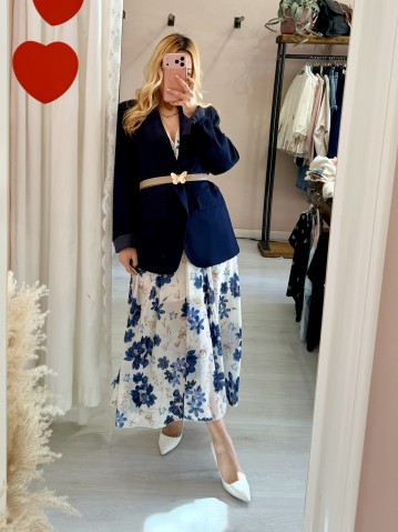 Vestito lungo floreale blu 2