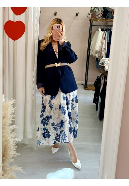 Vestito lungo floreale blu