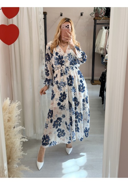 Vestito lungo floreale blu