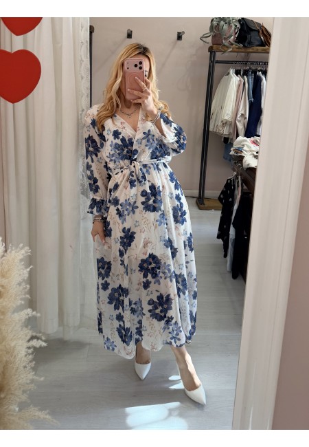 Vestito lungo floreale blu
