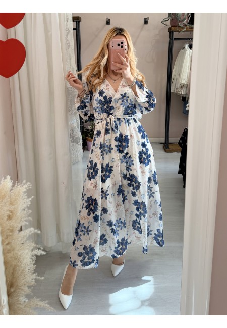 Vestito lungo floreale blu