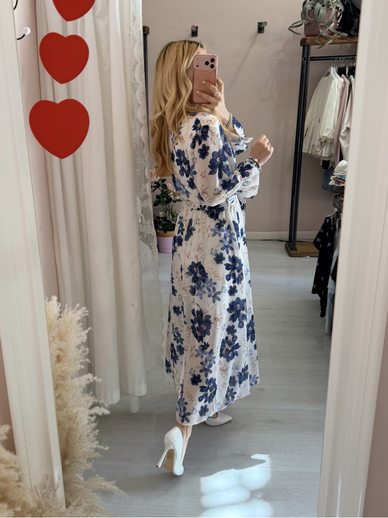 Vestito lungo floreale blu
