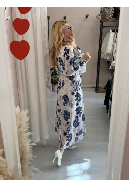 Vestito lungo floreale blu