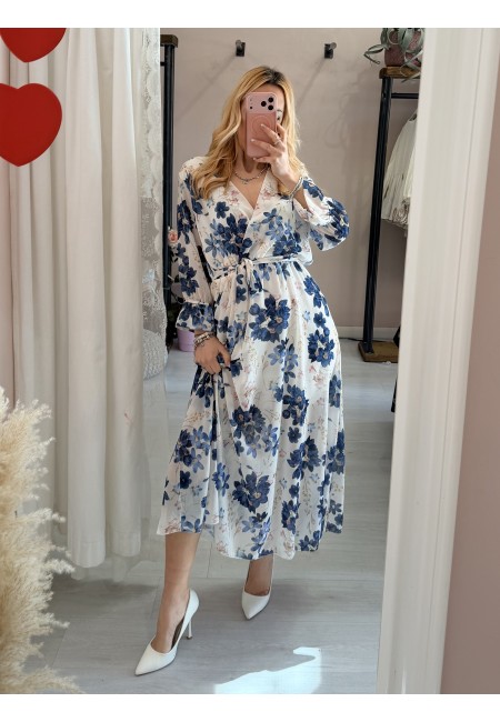 Vestito lungo floreale blu