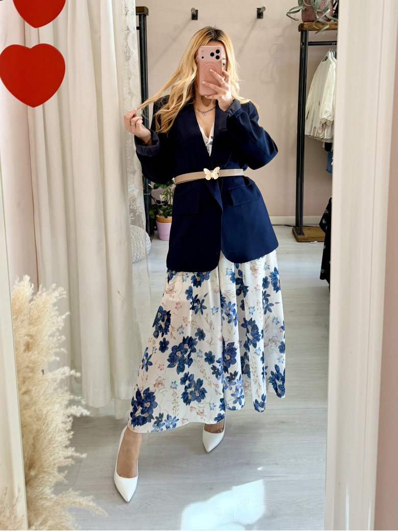 Vestito lungo floreale blu