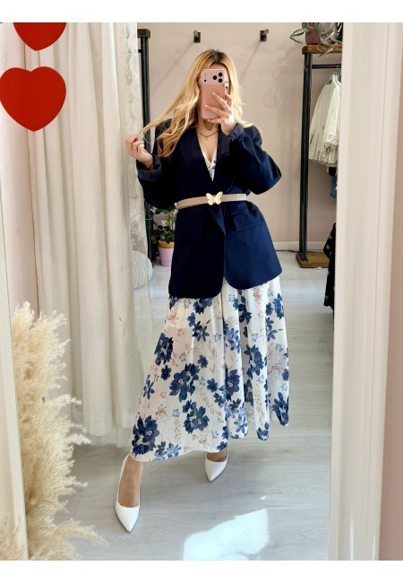 Vestito lungo floreale blu