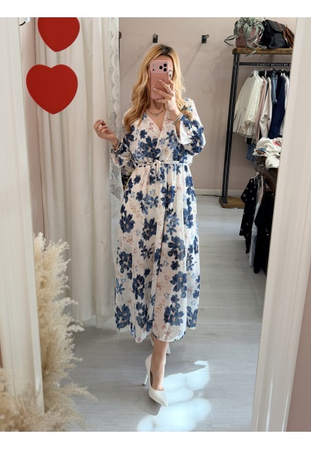 Vestito lungo floreale blu
