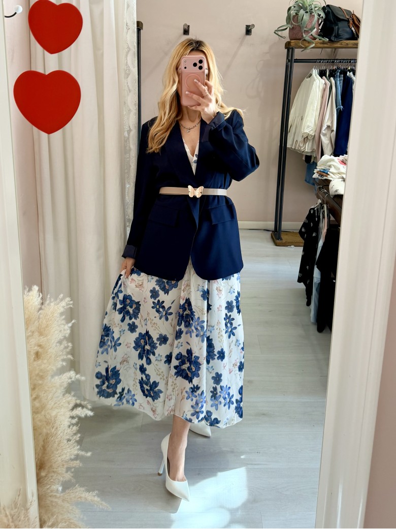 Vestito lungo floreale blu